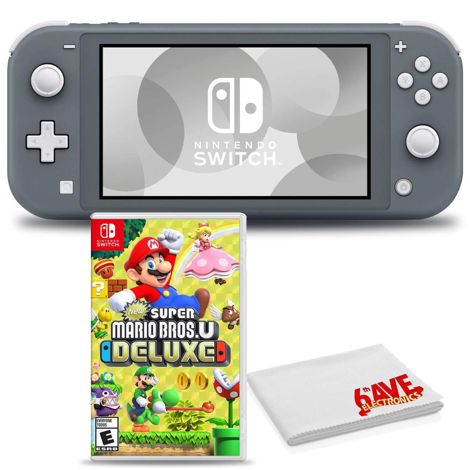 Nintendo Switch Lite (Coral) Console Bundle with New Super Mario Bros. U Deluxe and 6Ave Cleaning Cloth - JOY2ESpree