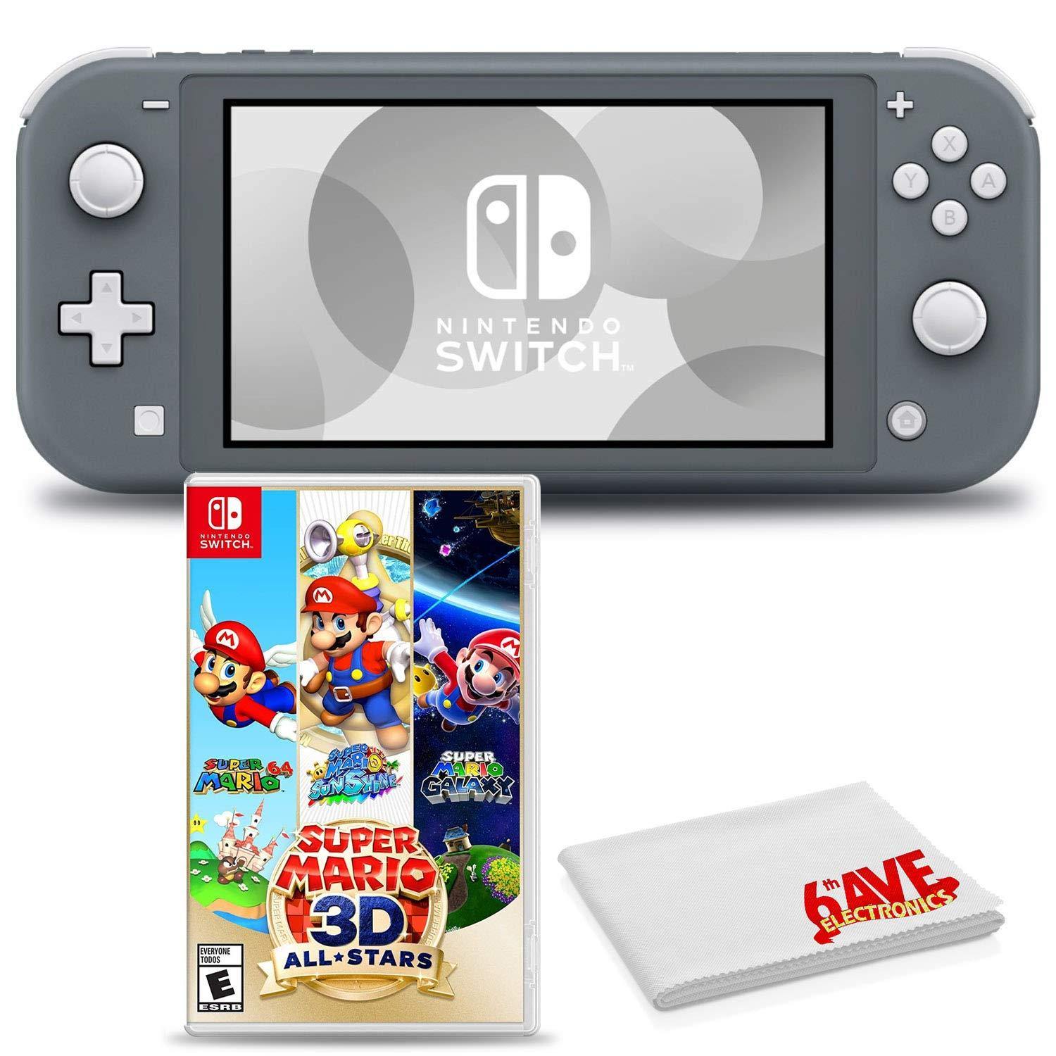 Nintendo Switch Lite (Turquoise) Console Bundle with Super Mario 3D All-Stars Game and 6Ave Cleaning Cloth - JOY2ESpree