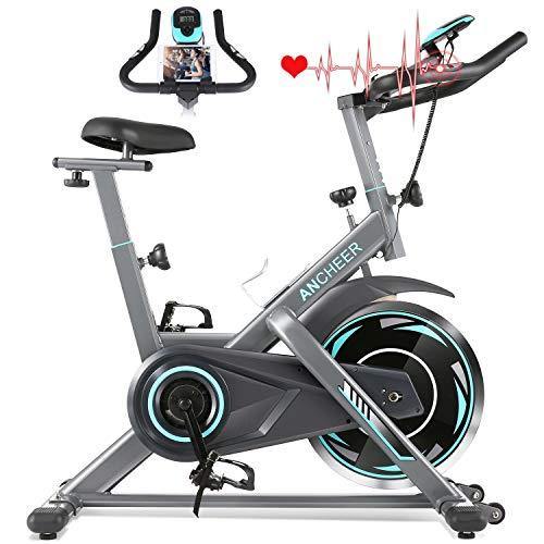 ANCHEER 49Lbs Exercise Bike Stationary, 330 Lbs Weight Capacity - Cycling Bike Heart Rate Monitor & Tablet Holder and LCD Monitor for Home Workout - JOY2ESpree