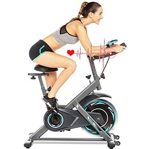 ANCHEER Indoor Exercise Bike, Fitness Stationary Indoor Cycling Bike Belt Drive with LCD Monitor for Home Cardio Workout Bike Training - JOY2ESpree