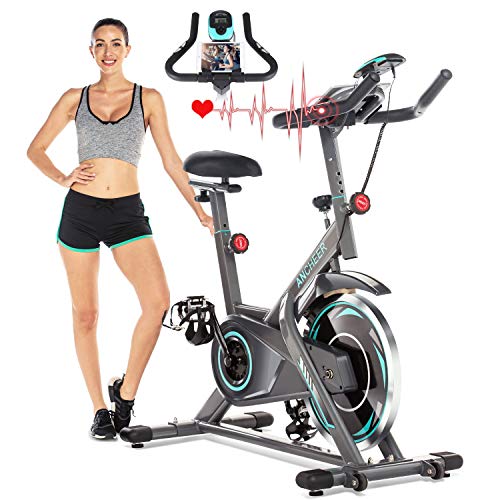 ANCHEER Exercise Bike Stationary, 49 Lbs Weight Capacity- Indoor Cycling Bike with Tablet Holder and LCD Monitor for Home Workout - JOY2ESpree