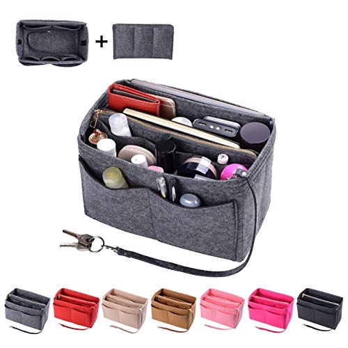 Purse Organizer Insert, Felt Bag organizer with zipper, Handbag & Tote Shaper, For Speedy Neverfull Tote, 5 Sizes