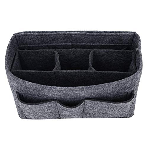 Handbag Organizer - 2in1 Purse Organizer Insert with Inner Zipped Pocket - Tote Shaper fits Speedy Neverfull - Grey Medium