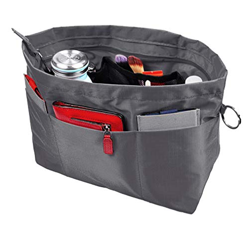 Vercord Purse Organizer Insert Bag Tote Handbags Pocketbook Inserts Organizers Zipper 11 Pockets Black Medium