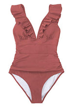 
                        
                          Muat gambar ke penampil Galeri, CUPSHE Women's V Neck One Piece Swimsuit Ruffled Lace Up Monokini
                        
                      
