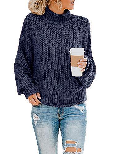 Saodimallsu Womens Turtleneck Oversized Sweaters Batwing Long Sleeve Pullover Loose Chunky Knit Jumper - JOY2ESpree