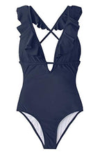 
                        
                          Cargar imagen en el visor de la galería, CUPSHE Women's One Piece Swimsuit Ruffle Deep V Neck Strappy Swimwear Bathing Suits
                        
                      