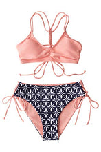 
                        
                          Load image into Gallery viewer, CUPSHE Women's Back Braided Straps Reversible Bottom Strappy Lace Up Bikini Sets
                        
                      