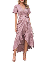
                        
                          Load image into Gallery viewer, Miessial Women's Summer Chiffon V Neck Ruffle Maxi Dress Polka Dot Long Beach Wrap Dress
                        
                      