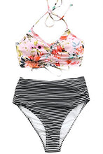
                        
                          Cargar imagen en el visor de la galería, CUPSHE Women’s Bikini Swimsuit Floral Print Halter Lace Up Two Piece Bathing Suit
                        
                      