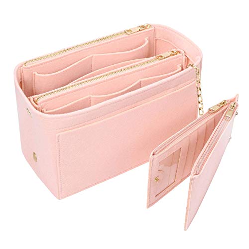 APSOONSELL Felt Purse Organizer Insert with Card Case, Tote Handbag Organizer Bag Insert with Zipper