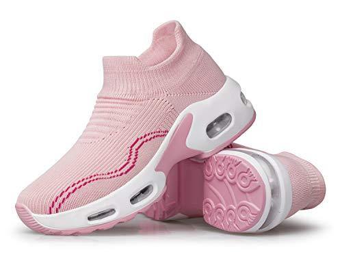 PDBQ Women's Walking Shoes Sock Sneakers Mesh Slip On Air Cushion Nurse Shoes Platform Loafers Breathable Lightweight Comfortable Socks Shoes