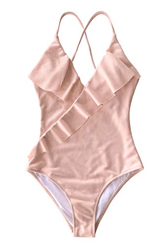 CUPSHE Women's One Piece Swimsuit Ruffle Wrap Textured Beach Swimwear Bathing Suits