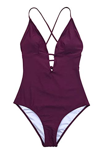 CUPSHE Women's One Piece Swimsuit Tummy Control V Neck Two Piece Bathing Suit