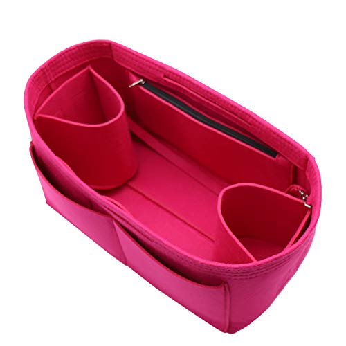 Felt Purse Organizer Insert Zipper Pocket with Two Removeable Bottle Holder