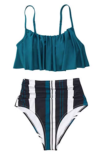CUPSHE Women's High Waisted Falbala Bikini Set