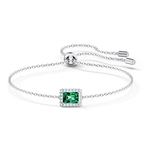 SWAROVSKI Women's Angelic Rectangular Jewelry Collection, Rhodium Finish, Green Crystals, Clear Crystals - JOY2ESpree