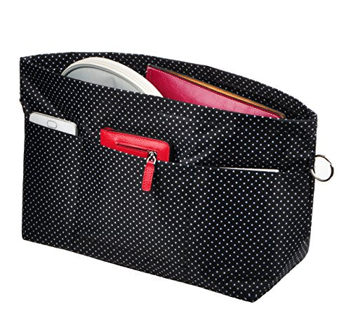 Vercord Purse Organizer Insert Bag Tote Handbags Pocketbook Inserts Organizers Zipper 11 Pockets Black Medium