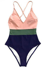 
                        
                          Cargar imagen en el visor de la galería, CUPSHE Women's One Piece Swimsuit V Neck Cross Back Color Block Beach Swimwear Bathing Suits - JOY2ESpree
                        
                      