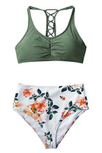 
                        
                          Muat gambar ke penampil Galeri, CUPSHE Women's High Waisted Bikini Floral Lace Up Two Piece Swimsuits
                        
                      