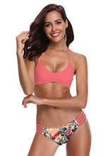 
                        
                          画像をギャラリービューアに読み込む, SHEKINI Women's Floral Printing Cutout Strappy Halter Swimsuits Bikini Suits
                        
                      