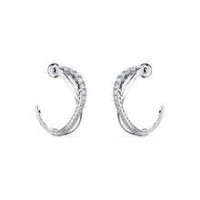 
                        
                          Load image into Gallery viewer, SWAROVSKI Women's Twist Hoop Earrings Collection, Rhodium Finish, Blue Crystals, Clear Crystals - JOY2ESpree
                        
                      