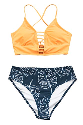 CUPSHE Women’s Bikini Swimsuit Floral Print Lace Up Strappy Two Piece Bathing Suit