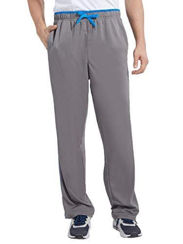 Duuluup Mens Jogger Sweatpants with Pockets Open Bottom Elastic Waist Workout Pants for Training Track Running - JOY2ESpree