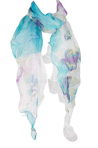 Double Layer Silk scarf, Floral Ruffle Silk Scarf, Summer scarf