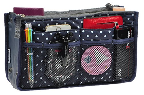 Vercord Purse Organizer Insert for Handbags Bag Organizers Inside Tote Pocketbook Women Nurse Nylon 13 Pockets Black Medium