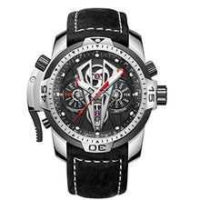 
                        
                          Load image into Gallery viewer, Reef Tiger Mens Sport Mechanical Watches with Steel Black Dial Automatic Watch Calfskin Leather Strap RGA3591
                        
                      
