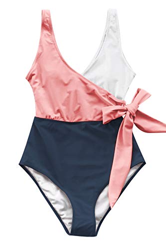 CUPSHE Women's One Piece Swimsuit Knotted Color Block Bathing Suit