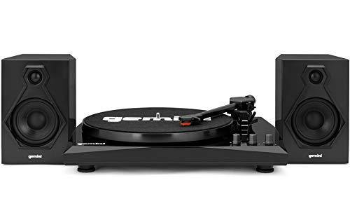 Gemini Sound TT-900 Series Stereo Belt Drive Turntable Sound System Set, 3 Speed Vinyl Record Bluetooth Player with Dual 50W Watts Speakers, Black/Red - JOY2ESpree