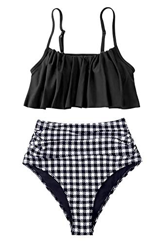 CUPSHE Women's High Waisted Falbala Bikini Set