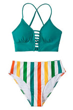 
                        
                          Load image into Gallery viewer, CUPSHE Women’s Bikini Swimsuit Floral Print Lace Up Strappy Two Piece Bathing Suit
                        
                      