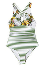 
                        
                          Load image into Gallery viewer, CUPSHE Women's One Piece Swimsuit V Neck Tummy Control Cross Back Vintage Swimwear Bathing Suits
                        
                      