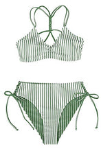 
                        
                          Load image into Gallery viewer, CUPSHE Women's Back Braided Straps Reversible Bottom Strappy Lace Up Bikini Sets
                        
                      