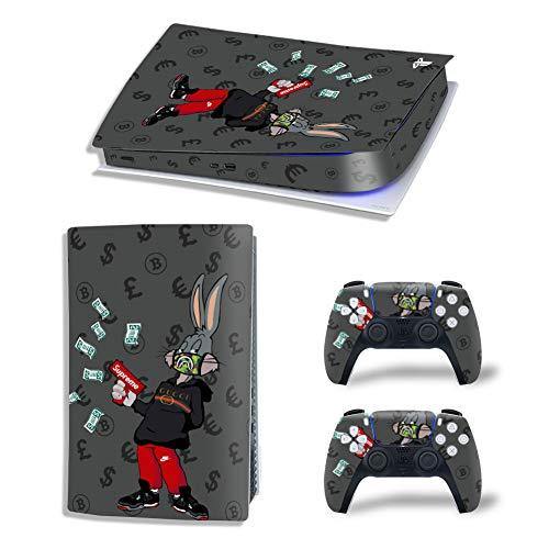 PS5 Console Skin and PS5 Controller Skins Set, Playstation 5 Skin Wrap Decal Sticker PS5 Digital Edition, Money Bunny Decal Kit - JOY2ESpree