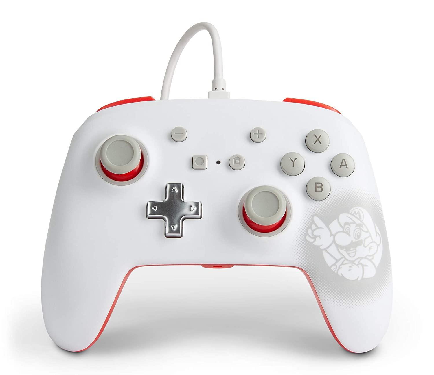 PowerA Enhanced Wired Controller for Nintendo Switch - Mario White, Gamepad, Wired Video Game Controller, Gaming Controller - Nintendo Switch - JOY2ESpree