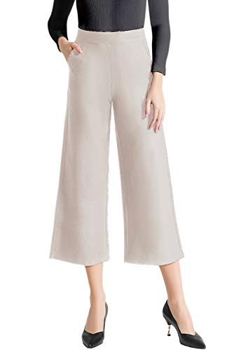 Tsful High Waisted Wide Leg Pants for Women Summer Business Casual Crop Dress Pants Stretch Pull On Capris