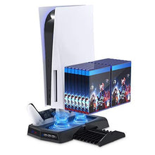 
                        
                          Load image into Gallery viewer, Vertical Stand with Cooling Fan for PS5 Console and Playstation 5 Digital Edition - JOY2ESpree
                        
                      