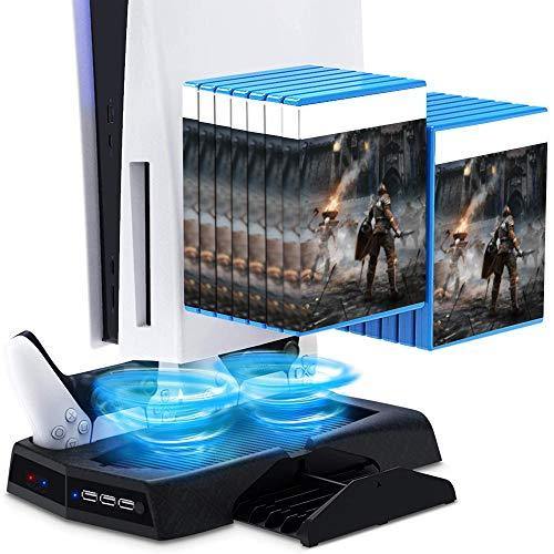 PS5 Console Cooling Fan, Arespark Playstation5 Vertical Edition Console Cooling Stand with Dualsense Controller Charge Station & Game Slots - JOY2ESpree