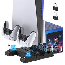 
                        
                          Load image into Gallery viewer, Vertical Stand with Cooling Fan for PS5 Console and Playstation 5 Digital Edition - JOY2ESpree
                        
                      