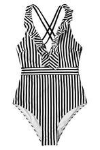 
                        
                          Load image into Gallery viewer, CUPSHE Women's V Neck One Piece Swimsuit Ruffled Back Cross Swimwear
                        
                      