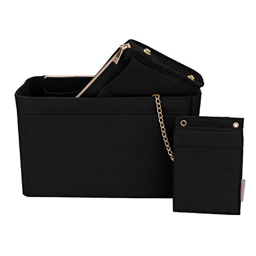 Purse Organizer, Purse Organizer Insert With 2 Metal Zipper, Bag Organizer With RFID Blocking Pocket Purse Organizer insert