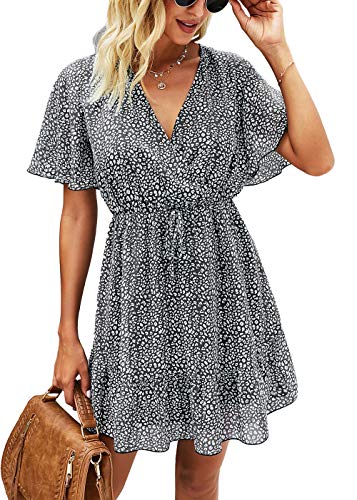 KIRUNDO 2021 Women’s Summer Short Sleeve Ruffle Floral Dress