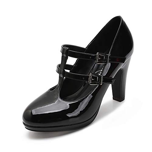 MACKIN J G574-1 Women's Mary Jane Vintage Heels Chunky Platform T-Strap Dress Pumps