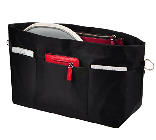 Vercord Purse Organizer Insert Bag Tote Handbags Pocketbook Inserts Organizers Zipper 11 Pockets Black Medium