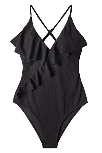 CUPSHE Women's One Piece Swimsuit Ruffle Wrap Textured Beach Swimwear Bathing Suits