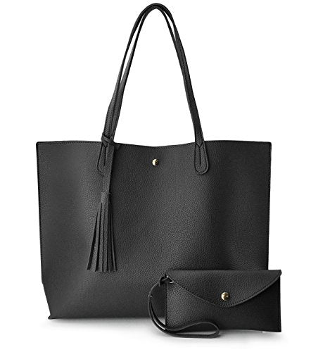 Minimalist Clean Cut Pebbled Faux Leather Tote Womens Shoulder Handbag